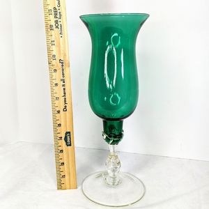 Vintage Emerald Green Pedestal Glass Vase